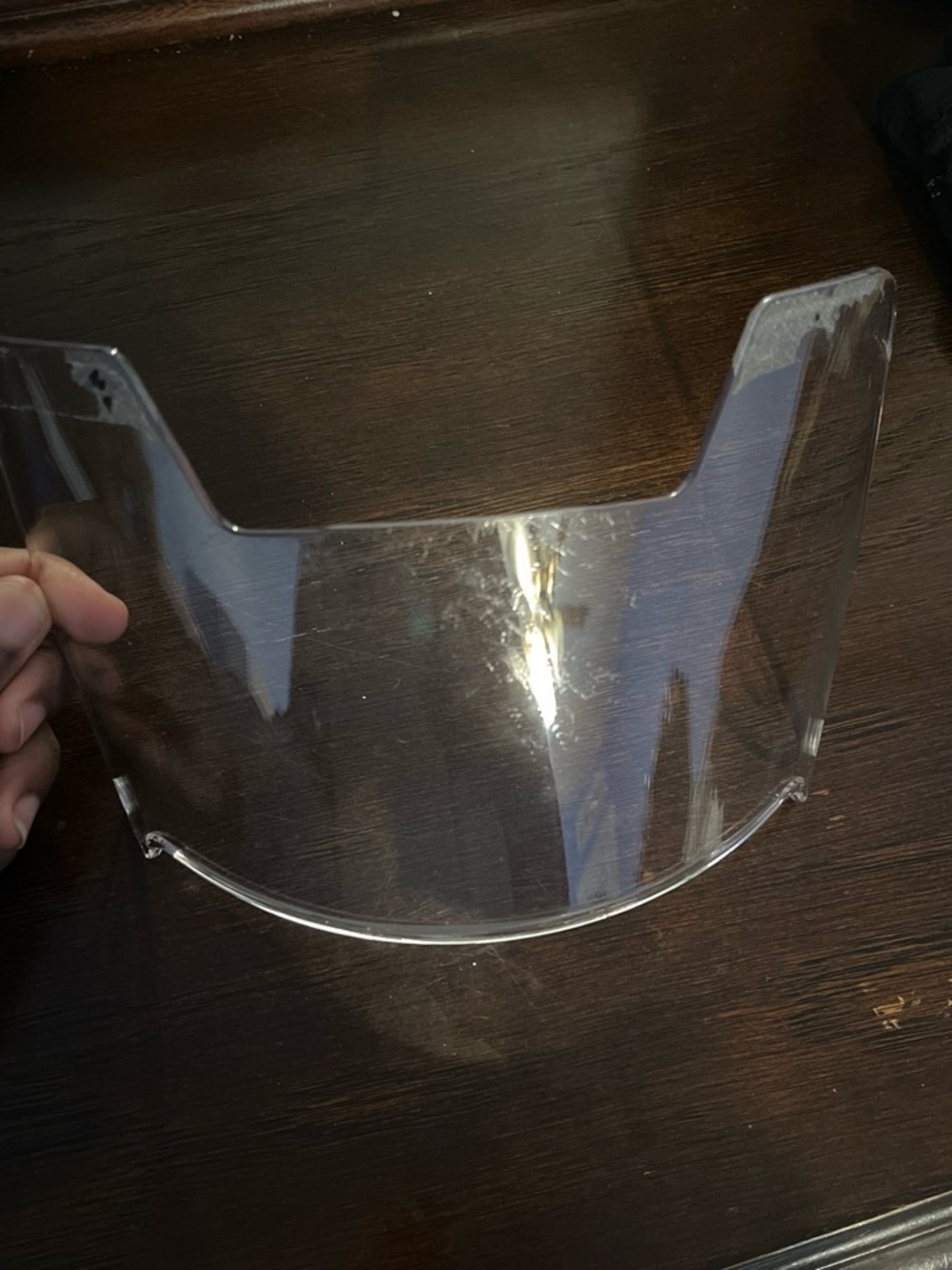 clear, high-impact polycarbonate football visor